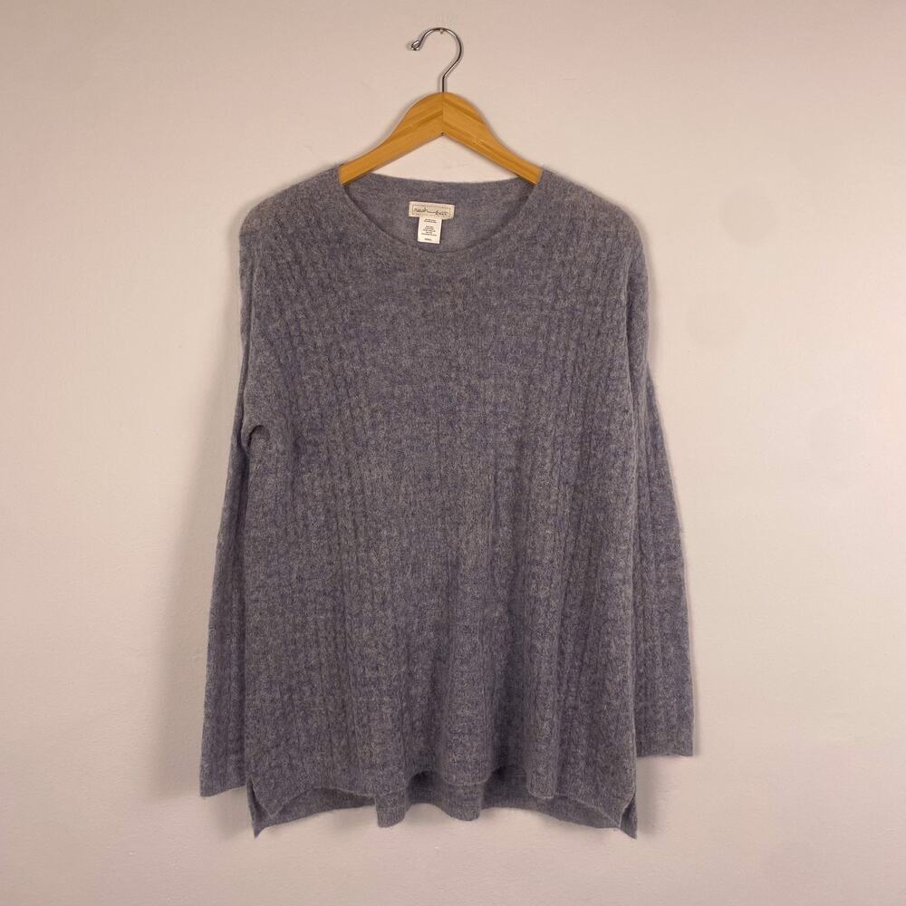 Neesh by D.A.R Alpaca Wool Cable Knit Sweater Gray Small